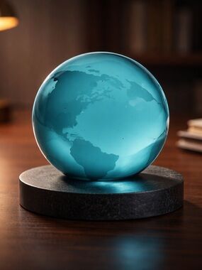 Vintage Blue Frosted Glass Globe Paperweight